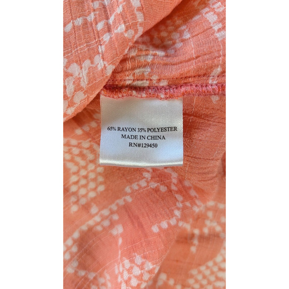 Como Black Women's Breezy Blouse, Peach/White, 3/4 Sleeve, 2X - Picture 4 of 6